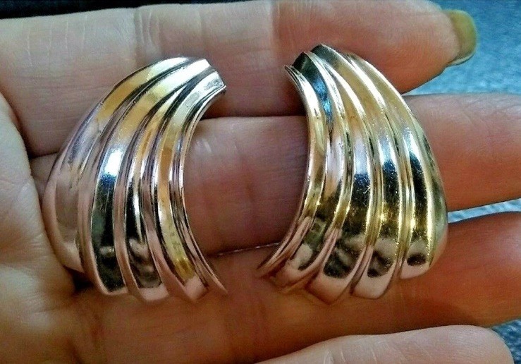 VTG Sterling Silver Signed Solid Thick Grooved Fa… - image 3