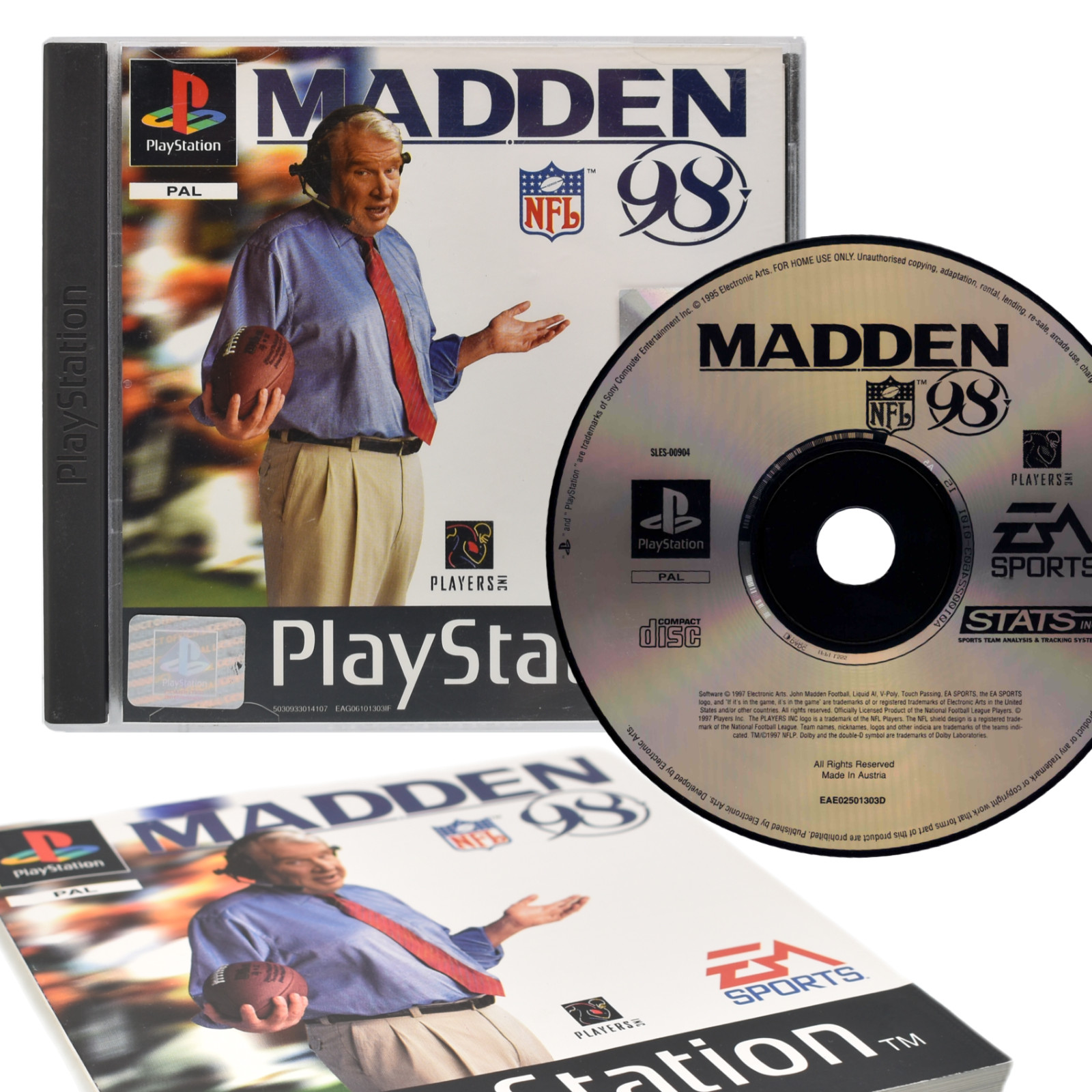 Playstation 1 PS1 PSOne Madden NFL 98 Jeu Vidéo Sport Avec Manuel PAL PSone