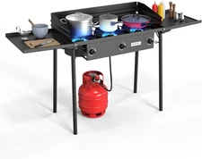 Side Shelves, Stove Stove Gas Portable Burner Propane 3 225,000BTU ROVSUN with 2