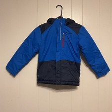 Columbia Youth Insulated Winter Jacket Black Blue Pattern Hooded Size S 8