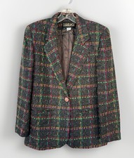 Vintage Casablanca Plaid/Tweed Jacket Sz 4 80s/90s Rainbow Gray Career Colorful