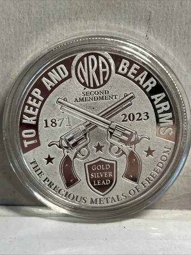 2024 NRA 1 oz .999 Silver Round Crossed Pistols Eagle Reverse Encase Proof Coin!