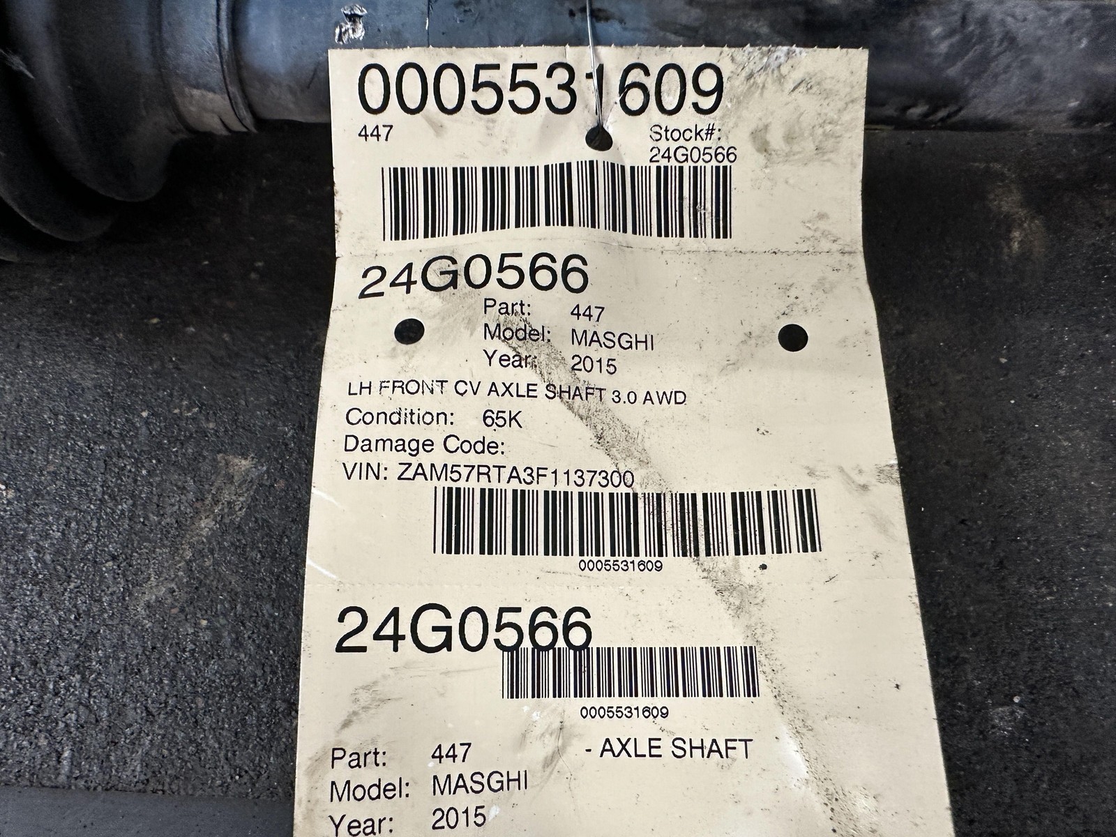 14-18 MASERATI GHIBLI 3.0 AWD FRONT DRIVER LEFT LH CV AXLE SHAFT