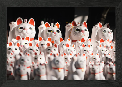 Maneki-Neko Figurines Framed Wall Art Poster Canvas Print Picture