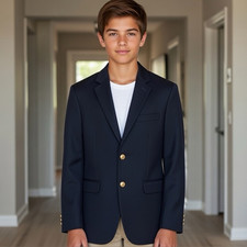 Nautica Boy's Navy Blue Blazer suit jacket sports coat doeskin University 20