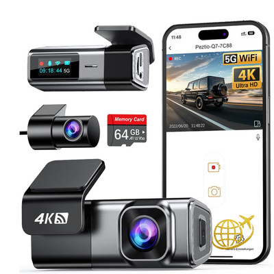 4K 1080P Dual Dashcam Navycrest Q7 5GHz WiFi 64GB SD