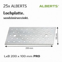 25X Alberts Lochplatten Nagelplatten Sendzimirverzinkt. Lxb 200X100 Mm. Pro