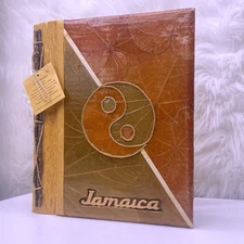 Island Treasures Jamaica Handmade Banana Leaf Photo Album Yin Yang 9x10.5
