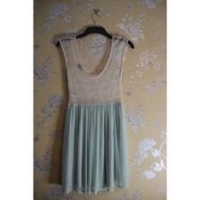 Miss Selfridge Mint Green & Cream Lace Chiffon Skater Dress – UK Size 6