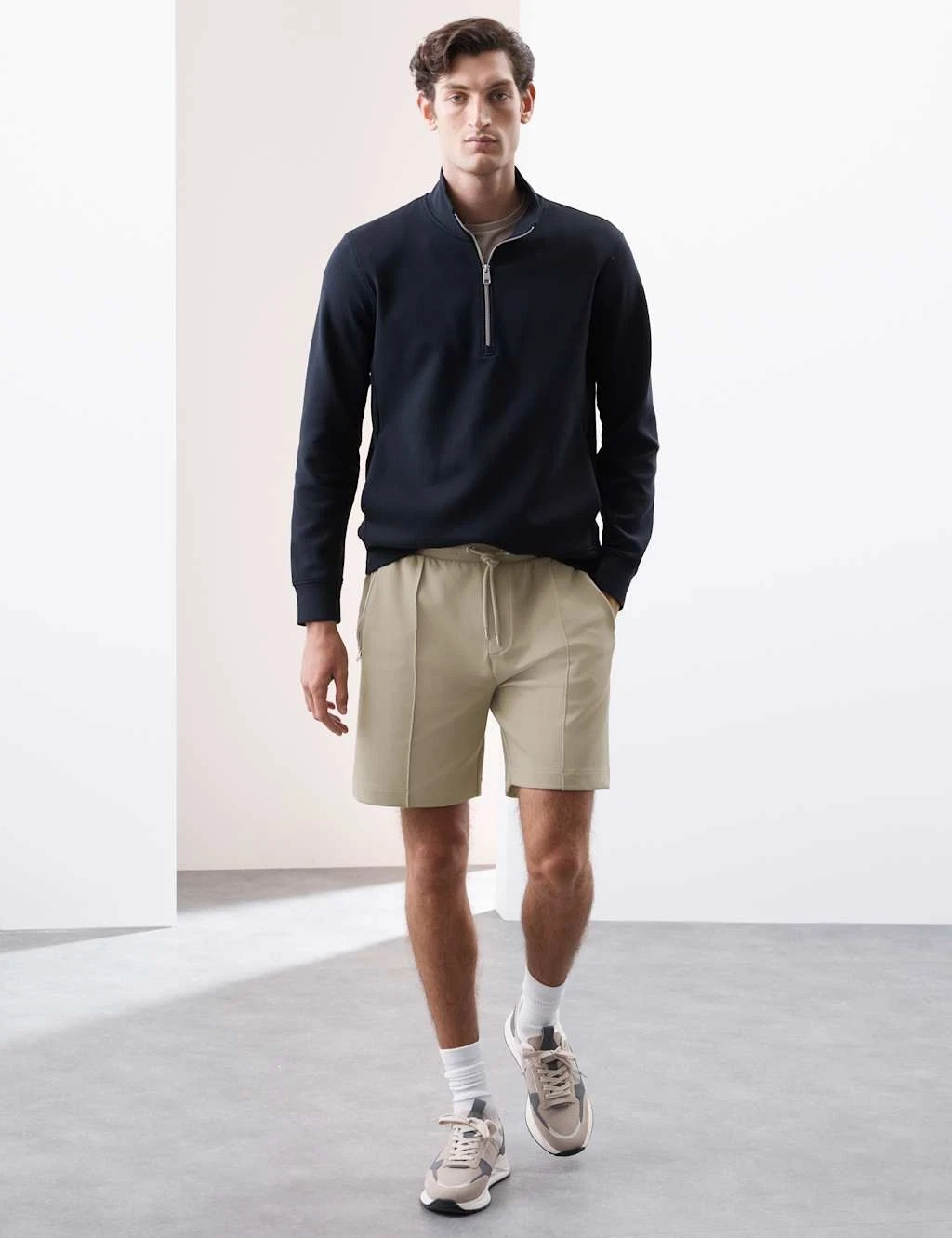 M&S - Autograph Mens Cotton Jersey All Purpose Shorts in Sand