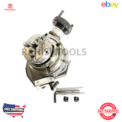 Tilting Rotary Table 4'' 100mm with 65 mm 3 jaw Self Centering Chuck & Back Plate