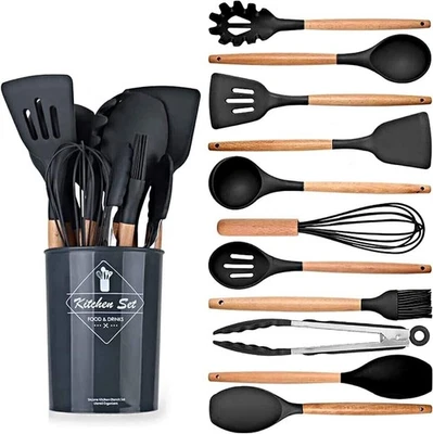 12 Pcs Kitchen Utensils Set Silicone Cooking Nonstick Spatula Turner Spoon Tools