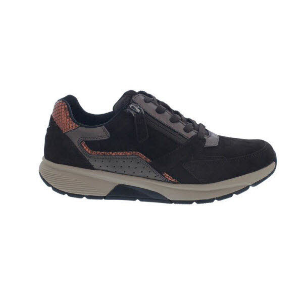 Zapatillas Rollingsoft, terciopelo/ciudad/serpiente, chocolate/óxido, cordones y cremallera.,