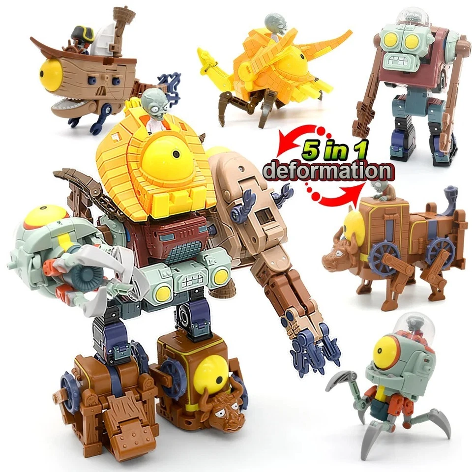 Figura de acción 5 en 1 Plantas vs Zombis JEFE ROBOT juguete niños muñecas conjuntos modelo regalo Foto 2 de 4