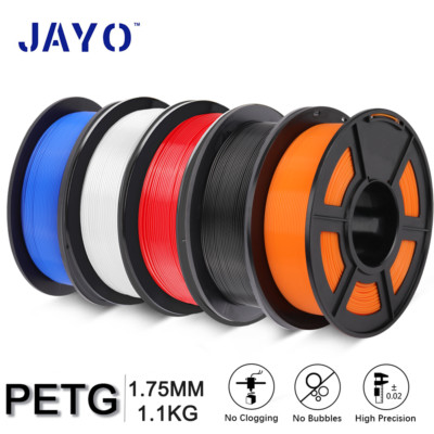 JAYO 1,1KG PETG 3D Drucker Filament 1.75mm+/-0.02 mit Spule Schwarz Grau Rot