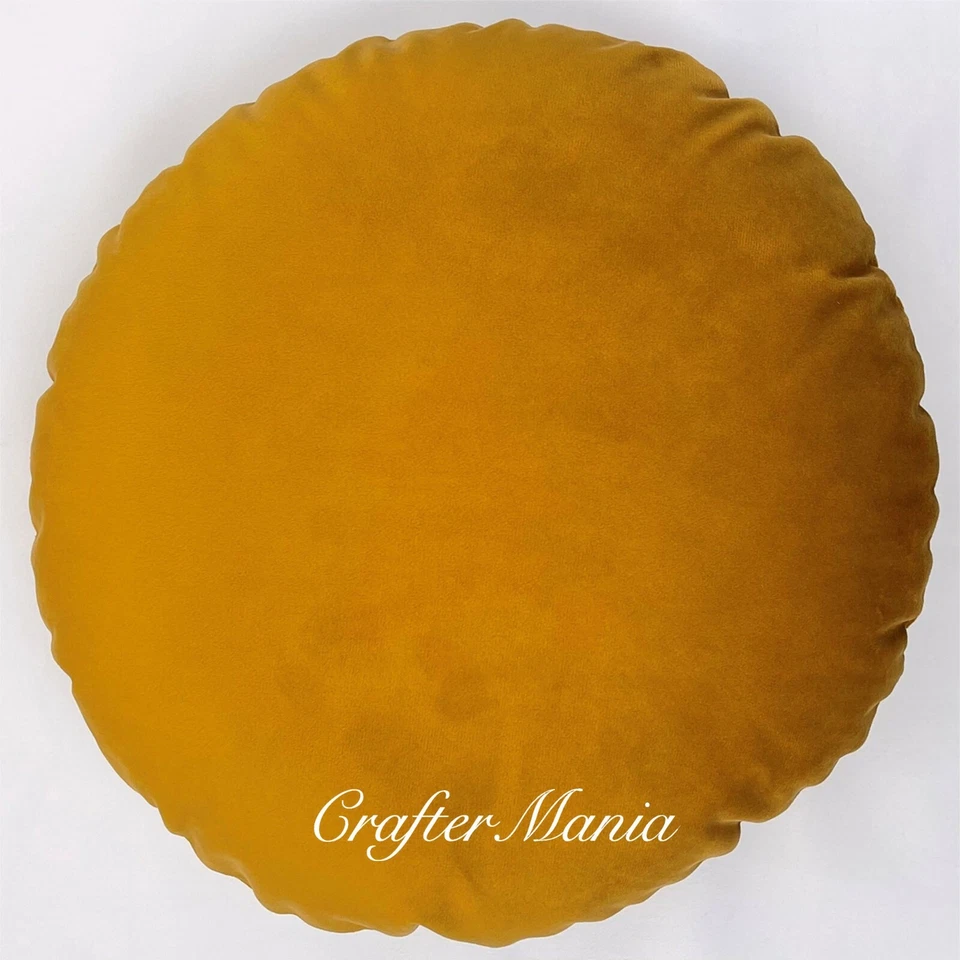 Handmade Round Circle Soft Plush Velvet Cushion Covers Or Filled With Pad Insert - Image 3 of 4