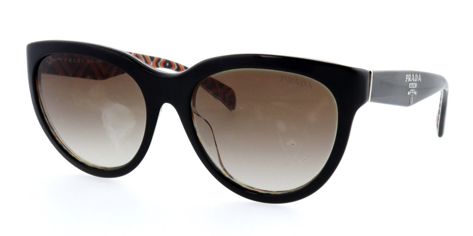Prada SPR05P MAS-0A7 55mm Black Mosaic Acetate Oversized Sunglasses Made in Italy