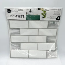 RoomMates 10.5" x 10.5" WHITE SUBWAY PEELN'STICK TILES (SET 4 SHEETS) BRAND NEW