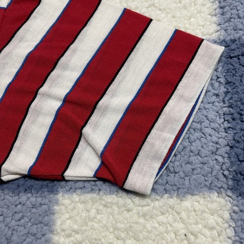 VTG Main Stream Polo Shirt Red White Striped Sz M Single Stitch Made Philippines - Picture 4 of 8