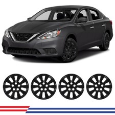 16 Hubcaps For 2013-2019 Nissan Sentra Bolt-on R16 Wheel Cover Black 4 Pcs