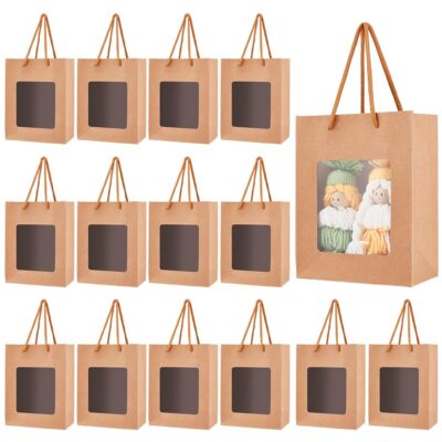 36 Pcs Paper Gift Bag with Transparent Window 5.5x7.09x2.76 Inch Tote Gift Pa...