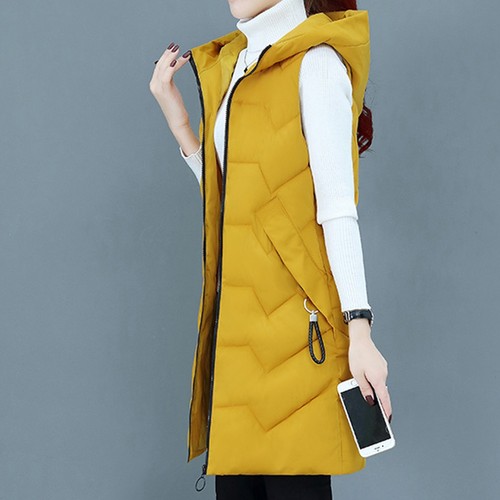 Women Casual Solid Vest Zipper Pocket Loose Sleeveless Jacket Hooded Coat - Picture 22 of 39