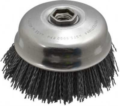 Osborn 0003213700 ATB Cup Brush: 80 Grit, 4'' Diam, 5/8-11 Arbor Hole, 1.5'' Trim