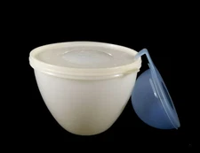 Vintage White Lettuce Keeper and Blue Fruit or Vegetable Keeper