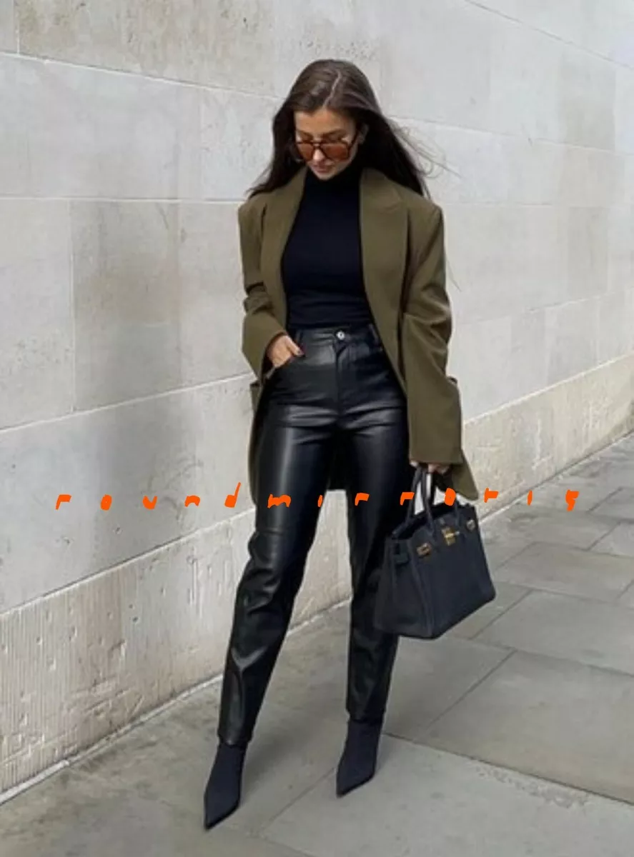 Leather mom trousers sale