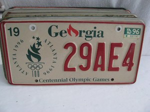 license plate- Georgia -Olympics- over 3 years old