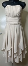 Strapless Chiffon Layered Prom Homecoming Wedding Dress Champagne Size 2