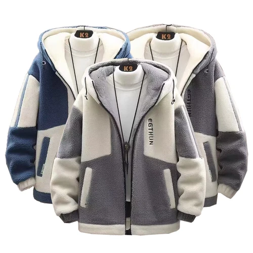 Winter Mens Hooded Fleece Wool Jacket Coat Hoodie Cardigan Casual Warm Jackets - Picture 13 of 16