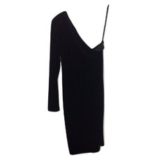 NEW LF Stores Motel Brand Black Velvet One Shoulder Evening Dress Retail $126
