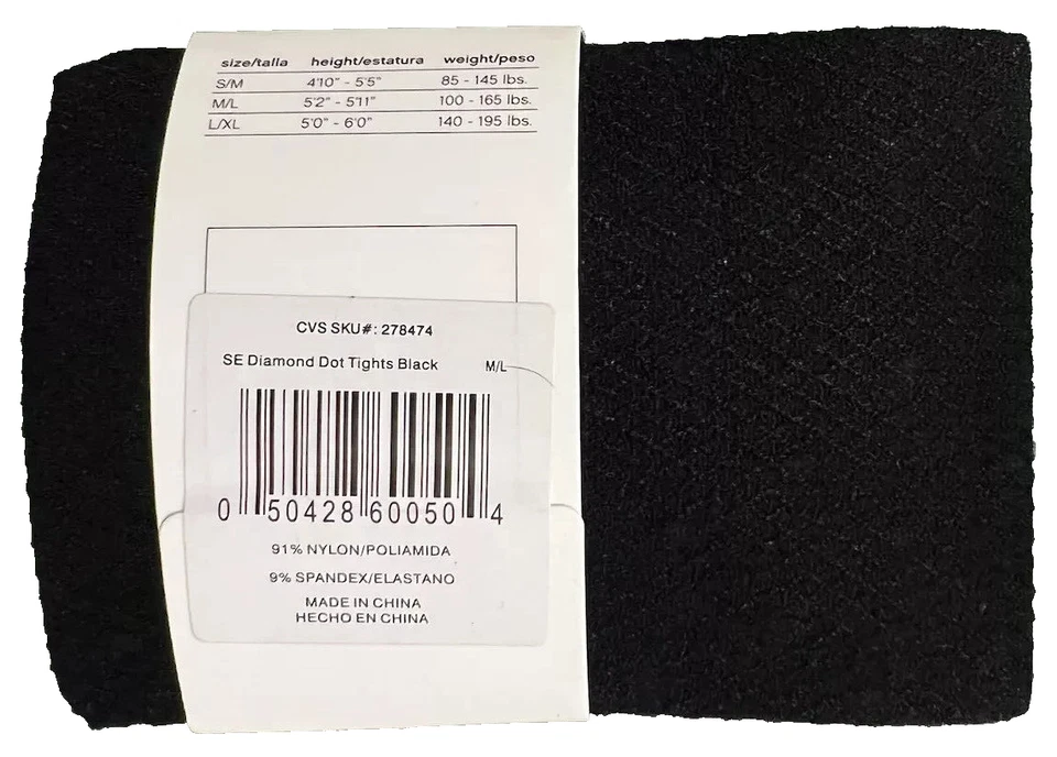 Medias con textura Hanes Style Essentials de moda con puntos de diamante talla M/L negras Foto 3 de 4