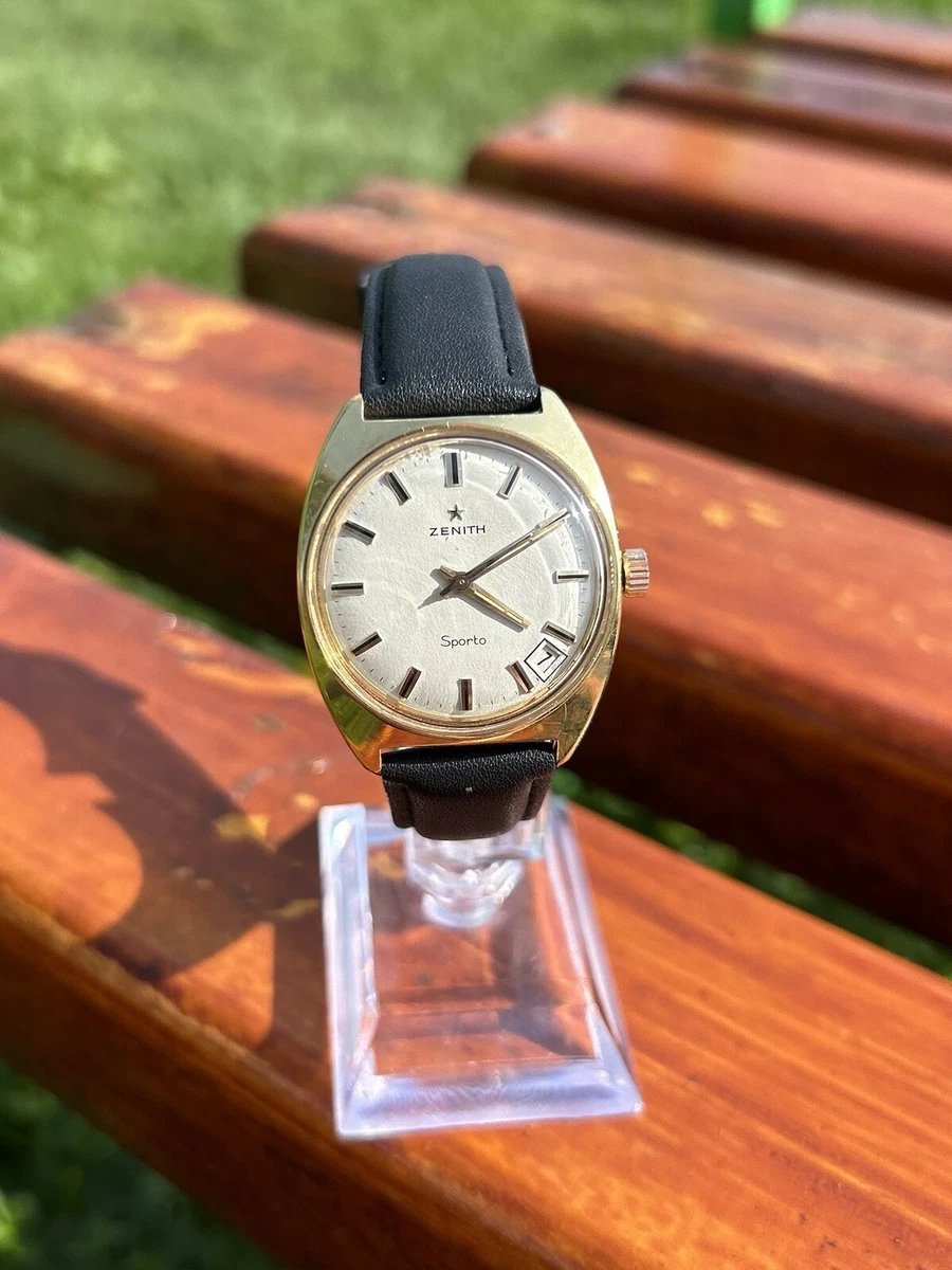 Vintage Watch Zenith Sporto Mechanical Wristwatch Gold Plated 1970s