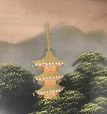 Quadri 2 Paintings Seta Asiatico Cinese Giapponese Firmato Landscape Vintage