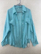Cupshe Womens Dress Shirt- Light Blue -Size Large