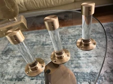 Polished Acrylic Rod & Satin Bronze Metal Coat Hanger, Wall-Mounted - 3 Pieces