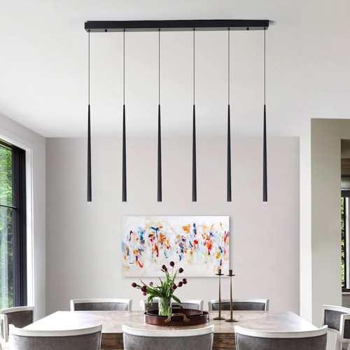 Modern Pendant for Kitchen Island, Linear Chandelier 6 Lights Cluster Bar for...