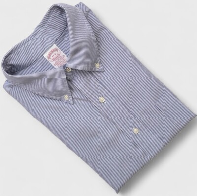 しろたん USA製 70's~80's Vintage Brooks Br 80s Brooks Brothers Makers Oxford Shirt 17 Blue Striped Made in