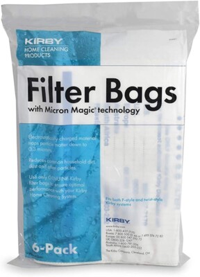 6 Pack Kirby F Style & Twist Filter Vacuum Bags Micron Magic Technology 204811