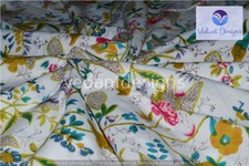 Indian Cotton Sewing Craft Floral Print Handcrafted 5 Yard Ethnic Fabric