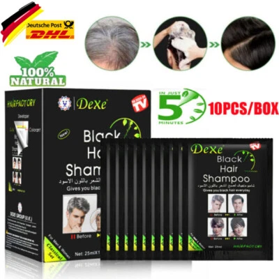 DEXE 10x 25ml Black Hair Shampoo in 5 Minuten Schwarze Haare für Graue Haare abdecken