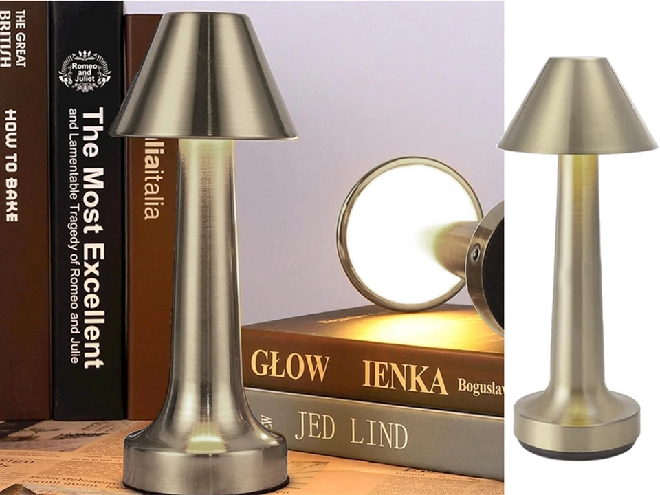 Lampada da Tavolo Comodino Controllo Touch a Led Ricaricabile Argento Senza Fili - Immagine 2 di 4