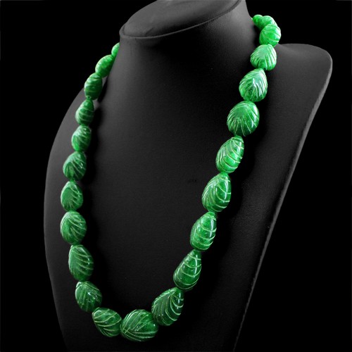 591.00 CTS EARTH MINED RICH GREEN EMERALD 2 LINE ROUND BEADS NECKLACE