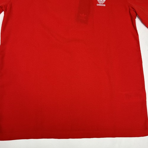 ADIDAS Originals T-shirt Women’s Top Red 3 Stripes Tee Zip Back Size S NWT - Picture 4 of 9