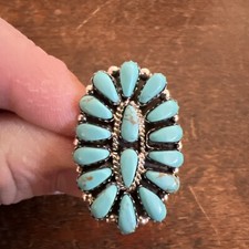 Navajo Cluster Ring Size 5 Native American Womens Turquoise Zuni C