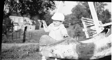 Antique Photo Over-Sized Negative Chattanooga TN Little Boy Pedal Car Airplane