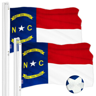 NEW G128 North Carolina Flag 2-Pack 3x5 FT, State Embroidered Polyester