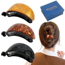 3 Pcs Womens French Curved Hair Clip No Slip Strong Grip Comfortable amber 01